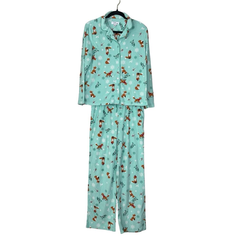 Dreaming of Jules Fox Pajama Set Women’s Medium Mint Green Winter